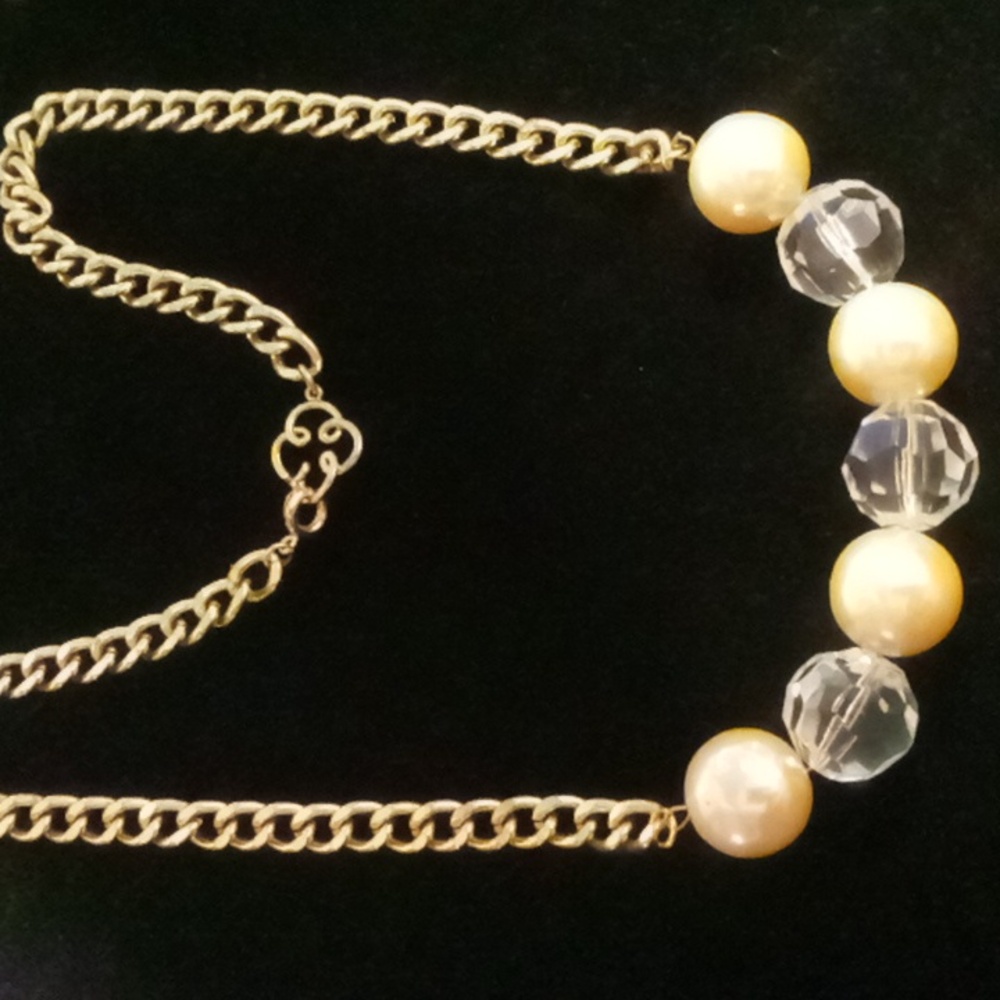 Vintage Chunky Beaded Flattened Curb Chain Collar… - image 2